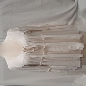 Free people ruffled light  beige top blouse.size s.